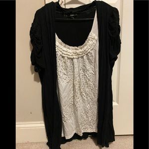 Comfy Two-In-One Top with Cinched Sleeves